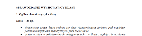 SEMESTRALNIK. ZESTAW OBSZERNYCH SPRAWOZDAŃ DLA SPECJALISTÓW SZKOLNYCH, WYCHOWAWCY KLASY