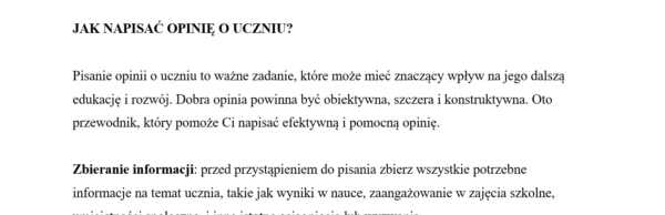 PORADNIKI/GOTOWE ROZWIĄZANIA I ZAPISY. OPINIA O UCZNIU/SPRAWOZDANIE Z ZAJĘĆ REWALIDACYJNYCH