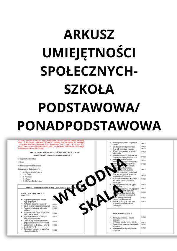 DIAGNOZA SZKOLNA- ZESTAW ARKUSZY OBSERWACYJNYCH.
