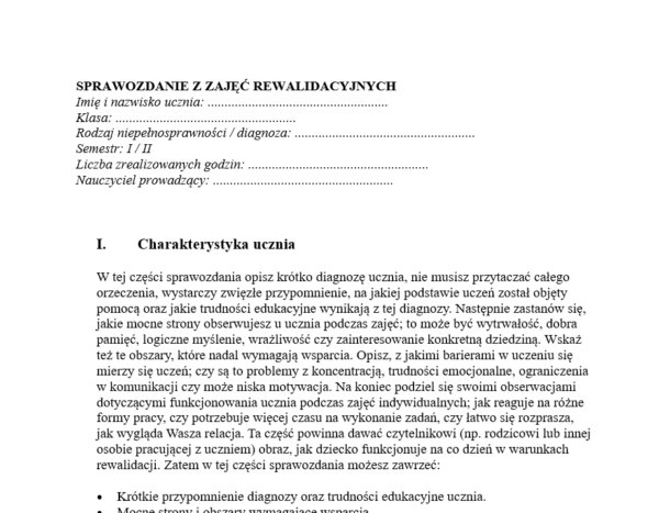 Rewalidacja 2025/2026- kompletny pakiet materiałów dla nauczycieli i terapeutów (programy, tematy, sprawozdania, gry)