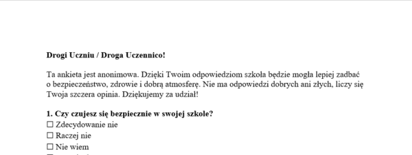 Ankiety diagnostyczne i ewaluacyjne 2025/2026 – Czynniki chroniące i ryzyka + Standardy Ochrony Małoletnich