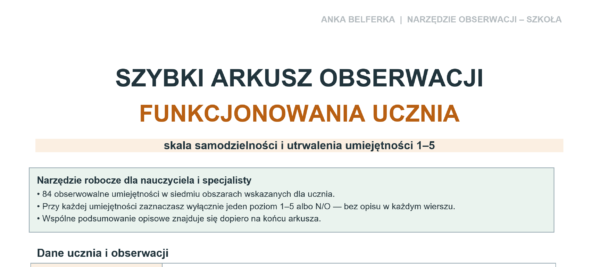 Teczka pedagoga i psychologa szkolnego 2026/2027 – plany pracy, wpisy do dziennika i arkusze obserwacji