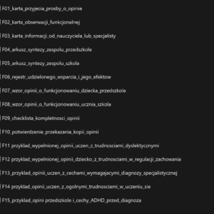 lista dokumentów
