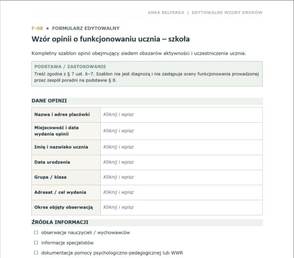 Ocena funkcjonalna ucznia- opinia, szkolenie i wzory dokumentów