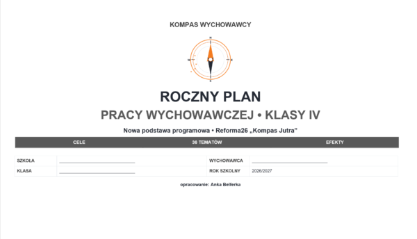 Niezbędnik wychowawcy 2026/2027 – plany pracy, Kompas Jutra, godziny bezpieczeństwa i tydzień projektowy
