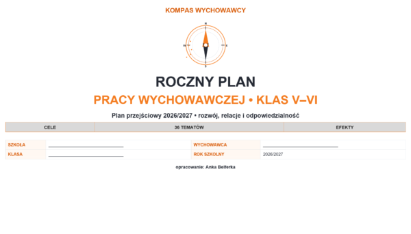 Niezbędnik wychowawcy 2026/2027 – plany pracy, Kompas Jutra, godziny bezpieczeństwa i tydzień projektowy